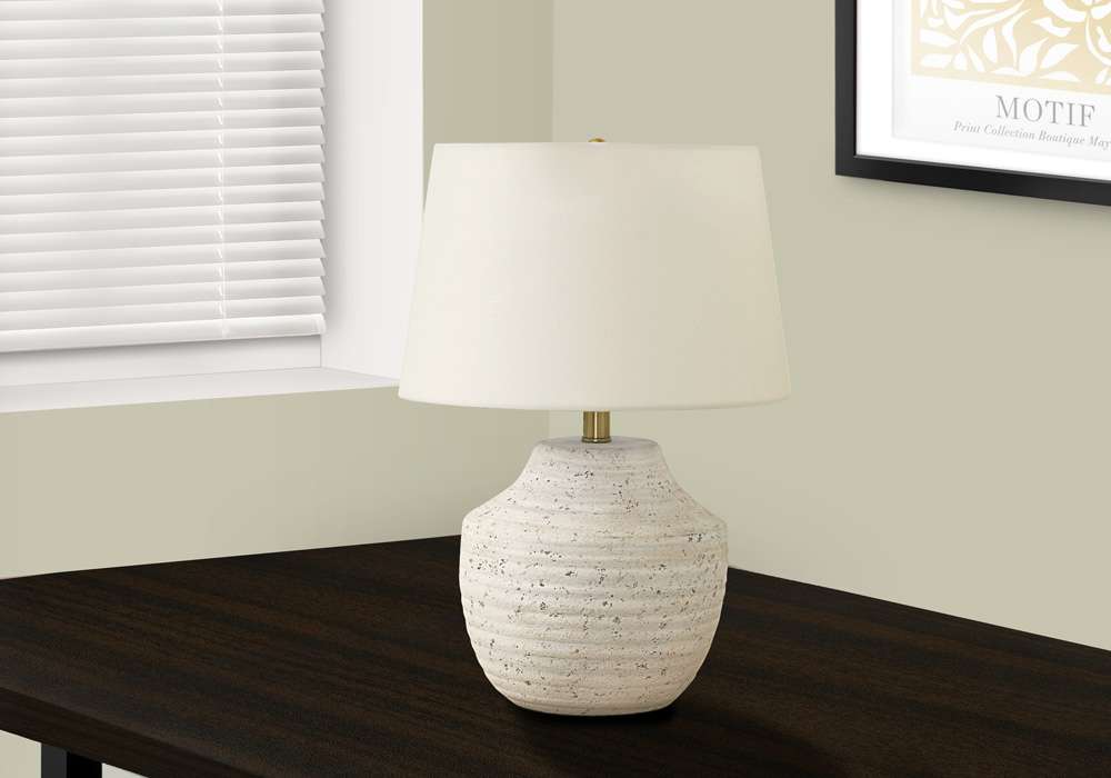 Monarch Specialties - Lighting, 20inH, Table Lamp, Cream Concrete, Ivory / Cream Shade, Modern - I 9730 veiw 5