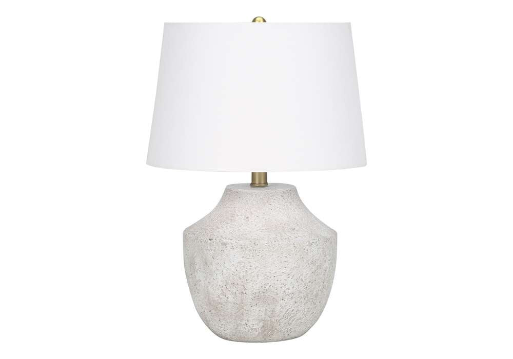 Monarch Specialties - Lighting, 20inH, Table Lamp, Cream Concrete, Ivory / Cream Shade, Modern - I 9729 veiw 1