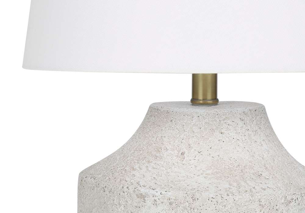Monarch Specialties - Lighting, 20inH, Table Lamp, Cream Concrete, Ivory / Cream Shade, Modern - I 9729 veiw 3