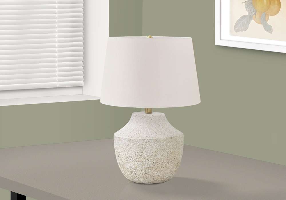 Monarch Specialties - Lighting, 20inH, Table Lamp, Cream Concrete, Ivory / Cream Shade, Modern - I 9729 veiw 5