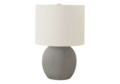 Monarch Specialties - Lighting, 20inH, Table Lamp, Grey Concrete, Ivory / Cream Shade, Contemporary - I 9626 veiw 1