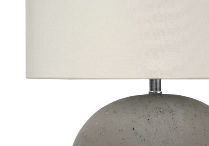 Monarch Specialties - Lighting, 20inH, Table Lamp, Grey Concrete, Ivory / Cream Shade, Contemporary - I 9626 veiw 2