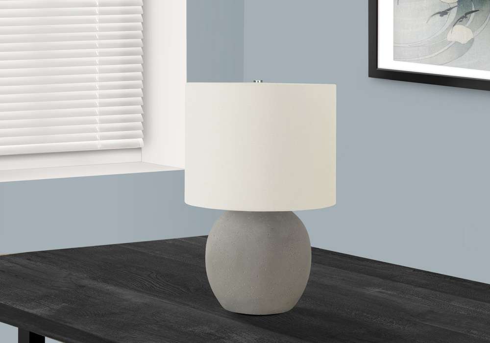 Monarch Specialties - Lighting, 20inH, Table Lamp, Grey Concrete, Ivory / Cream Shade, Contemporary - I 9626 veiw 5