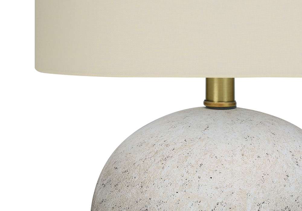 Monarch Specialties - Lighting, 20inH, Table Lamp, Grey Concrete, Ivory / Cream Shade, Contemporary - I 9717 veiw 3