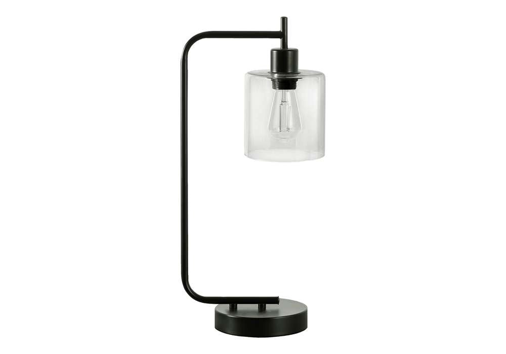 Monarch Specialties - Lighting, 20inH, Table Lamp, Usb Port Included, Black Metal, Glass Shade, Modern - I 9637 veiw 1