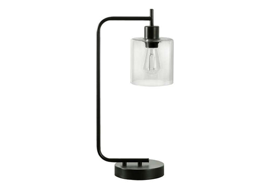 Monarch Specialties - Lighting, 20inH, Table Lamp, Usb Port Included, Black Metal, Glass Shade, Modern - I 9637 veiw 1