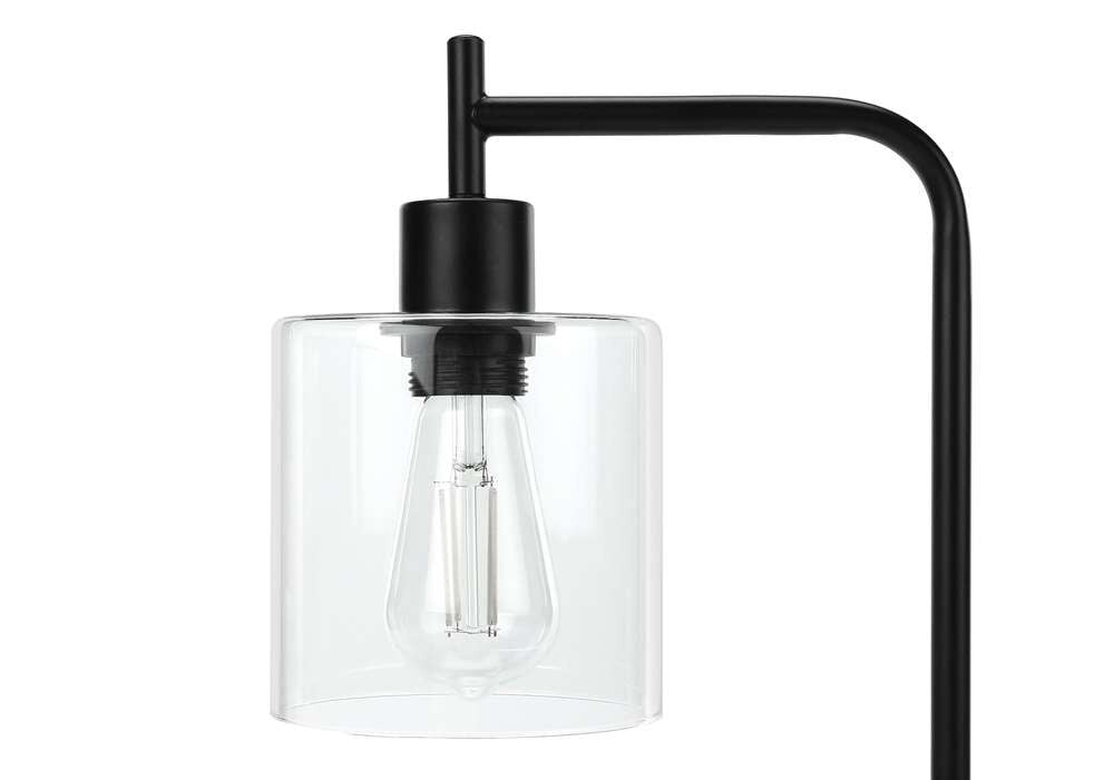 Monarch Specialties - Lighting, 20inH, Table Lamp, Usb Port Included, Black Metal, Glass Shade, Modern - I 9637 veiw 2