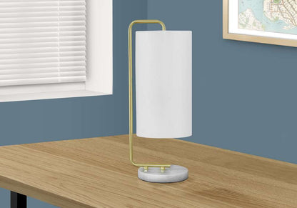 Monarch Specialties - Lighting, 20inH, Table Lamp, White Marble, Ivory / Cream Shade, Contemporary - I 9636 veiw 4