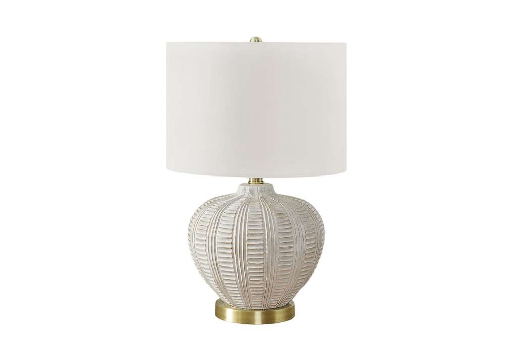 Monarch Specialties - Lighting, 21inH, Table Lamp, Ivory / Cream Shade, Cream Resin, Transitional - I 9617 veiw 1
