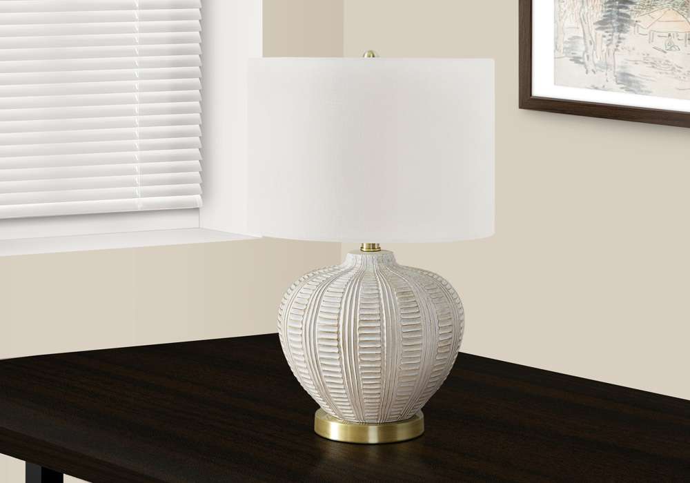 Monarch Specialties - Lighting, 21inH, Table Lamp, Ivory / Cream Shade, Cream Resin, Transitional - I 9617 veiw 5