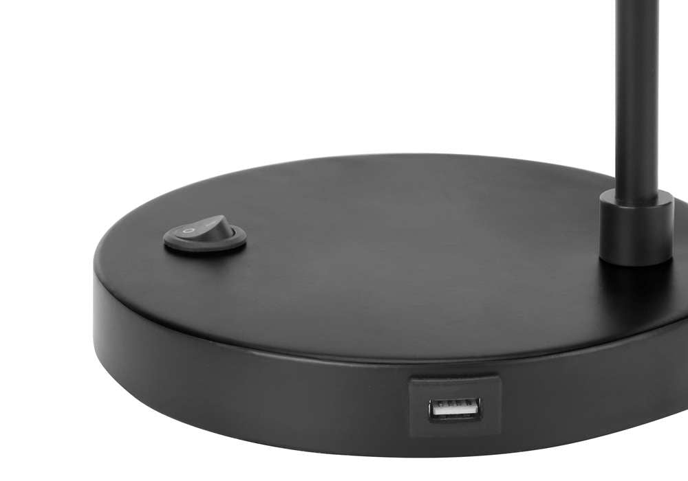 Monarch Specialties - Lighting, 21inH, Table Lamp, Usb Port Included, Black Metal, Black Shade, Modern - I 9647 veiw 3