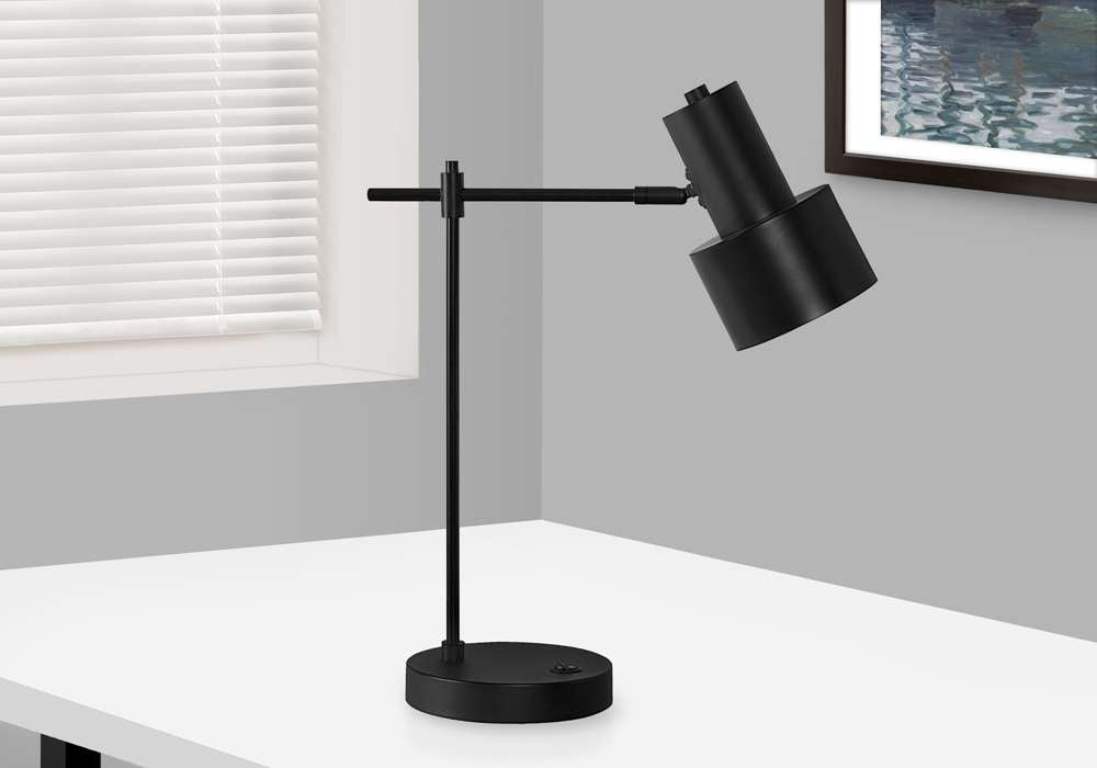 Monarch Specialties - Lighting, 21inH, Table Lamp, Usb Port Included, Black Metal, Black Shade, Modern - I 9647 veiw 4