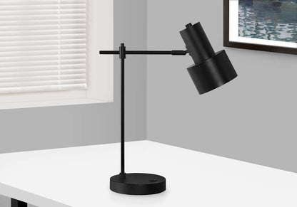 Monarch Specialties - Lighting, 21inH, Table Lamp, Usb Port Included, Black Metal, Black Shade, Modern - I 9647 veiw 4
