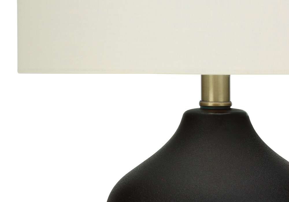 Monarch Specialties - Lighting, 22inH, Table Lamp, Black Ceramic, Ivory / Cream Shade, Transitional - I 9708 veiw 3