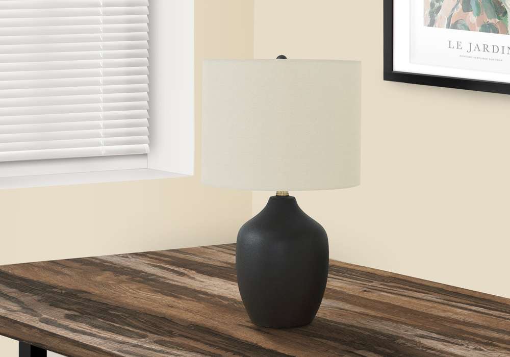 Monarch Specialties - Lighting, 22inH, Table Lamp, Black Ceramic, Ivory / Cream Shade, Transitional - I 9708 veiw 5