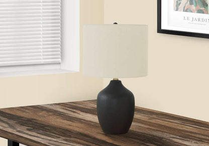 Monarch Specialties - Lighting, 22inH, Table Lamp, Black Ceramic, Ivory / Cream Shade, Transitional - I 9708 veiw 5