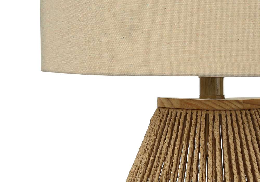 Monarch Specialties - Lighting, 22inH, Table Lamp, Brown Rope, Beige Shade, Transitional - I 9628 veiw 2