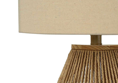 Monarch Specialties - Lighting, 22inH, Table Lamp, Brown Rope, Beige Shade, Transitional - I 9628 veiw 2