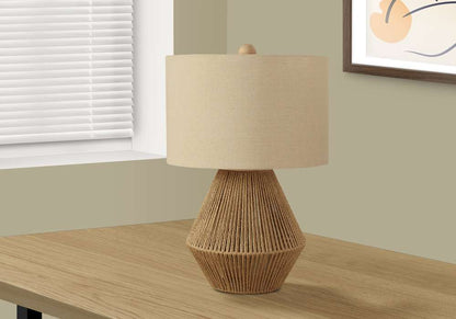Monarch Specialties - Lighting, 22inH, Table Lamp, Brown Rope, Beige Shade, Transitional - I 9628 veiw 5