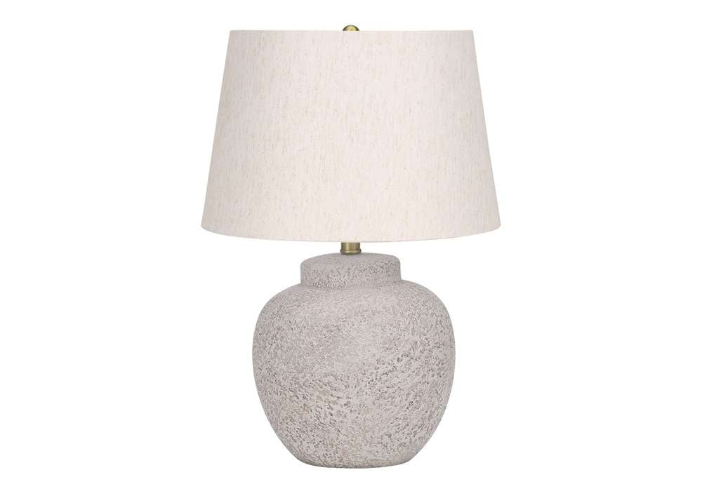 Monarch Specialties - Lighting, 22inH, Table Lamp, Cream Concrete, Ivory / Cream Shade, Modern - I 9732 veiw 1