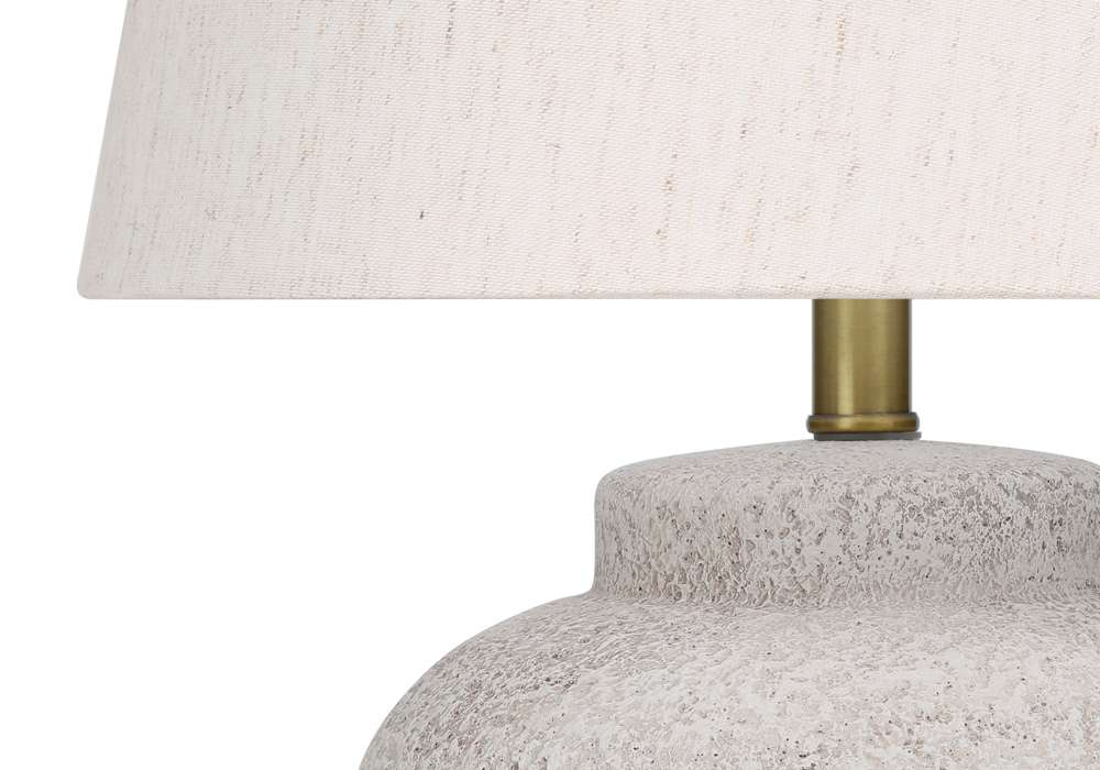 Monarch Specialties - Lighting, 22inH, Table Lamp, Cream Concrete, Ivory / Cream Shade, Modern - I 9732 veiw 3