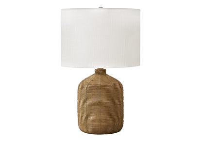 Monarch Specialties - Lighting, 23inH, Table Lamp, Brown Rattan, Beige Shade, Modern - I 9769 veiw 1