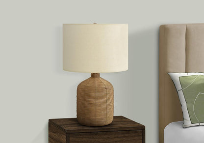 Monarch Specialties - Lighting, 23inH, Table Lamp, Brown Rattan, Beige Shade, Modern - I 9769 veiw 2