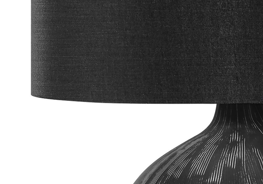 Monarch Specialties - Lighting, 23inH, Table Lamp, Black Ceramic, Black Shade, Contemporary - I 9618 veiw 2