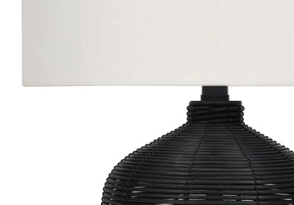 Monarch Specialties - Lighting, 23inH, Table Lamp, Black Rattan, Ivory / Cream Shade, Modern - I 9734 veiw 3