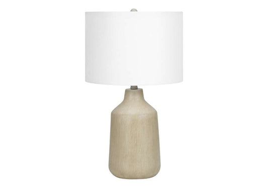 Monarch Specialties - Lighting, 24inH, Table Lamp, Beige Concrete, Ivory / Cream Shade, Contemporary - I 9702 veiw 1