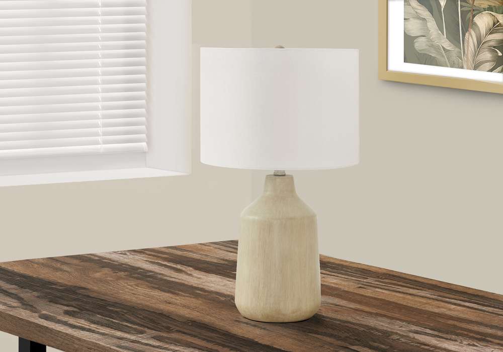 Monarch Specialties - Lighting, 24inH, Table Lamp, Beige Concrete, Ivory / Cream Shade, Contemporary - I 9702 veiw 5