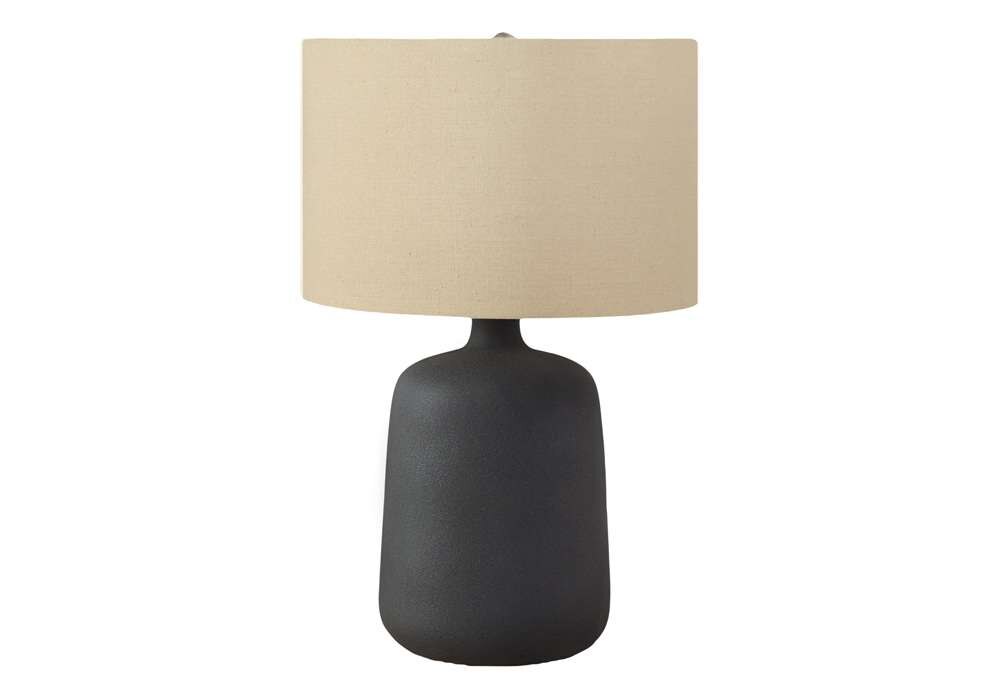 Monarch Specialties - Lighting, 24inH, Table Lamp, Black Ceramic, Beige Shade, Contemporary - I 9635 veiw 1