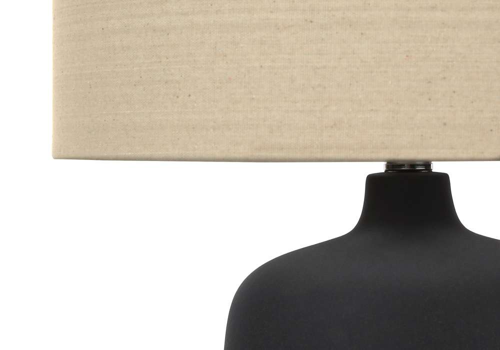Monarch Specialties - Lighting, 24inH, Table Lamp, Black Ceramic, Beige Shade, Contemporary - I 9635 veiw 2