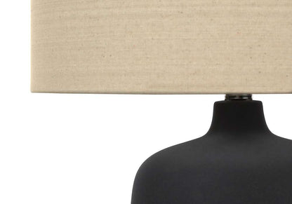 Monarch Specialties - Lighting, 24inH, Table Lamp, Black Ceramic, Beige Shade, Contemporary - I 9635 veiw 2