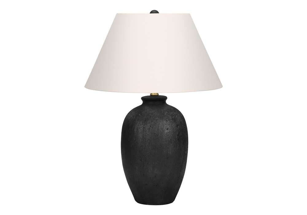 Monarch Specialties - Lighting, 24inH, Table Lamp, Black Ceramic, Ivory / Cream Shade, Modern - I 9721 veiw 1
