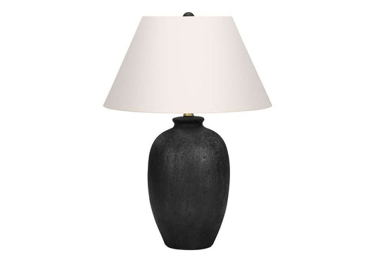 Monarch Specialties - Lighting, 24inH, Table Lamp, Black Ceramic, Ivory / Cream Shade, Modern - I 9721 veiw 1