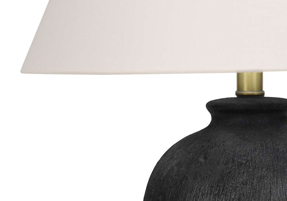 Monarch Specialties - Lighting, 24inH, Table Lamp, Black Ceramic, Ivory / Cream Shade, Modern - I 9721 veiw 3
