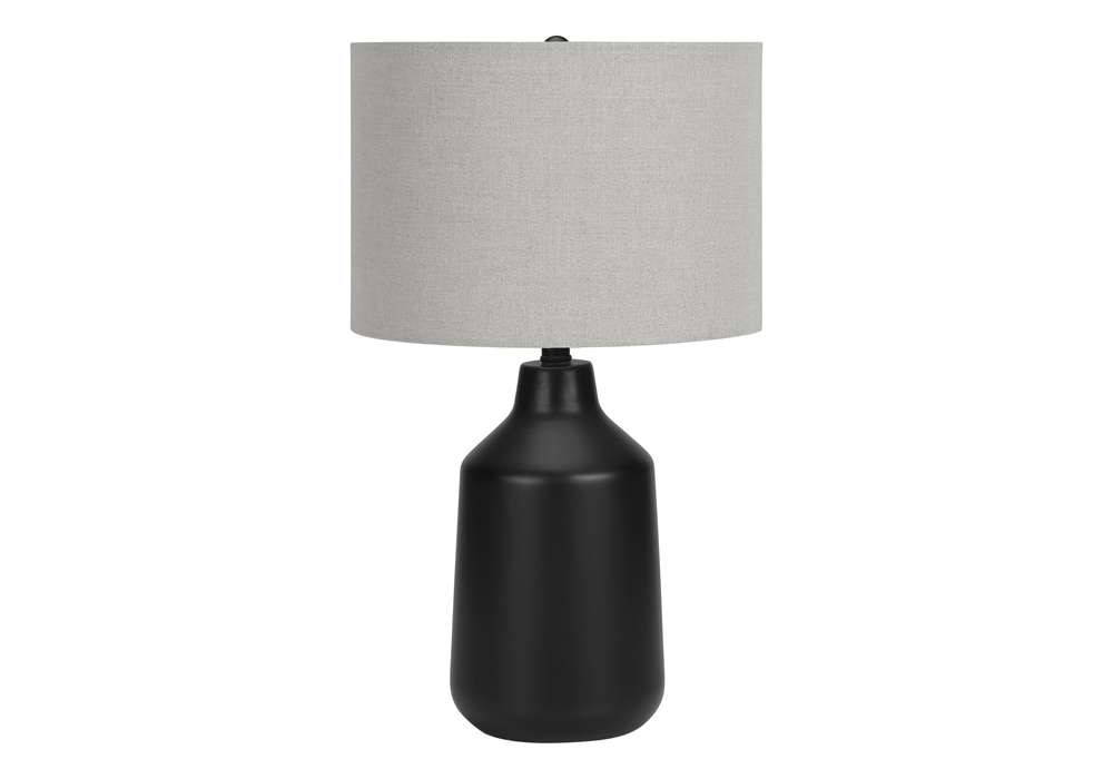 Monarch Specialties - Lighting, 24inH, Table Lamp, Black Concrete, Grey Shade, Contemporary - I 9701 veiw 1