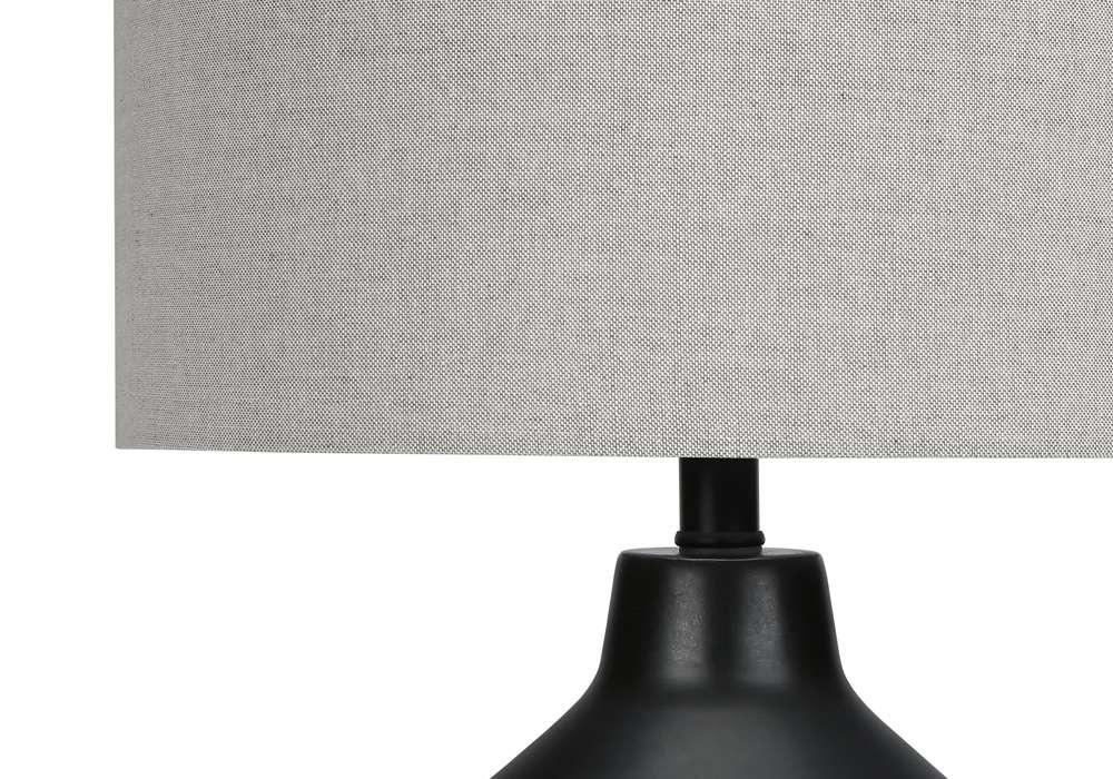 Monarch Specialties - Lighting, 24inH, Table Lamp, Black Concrete, Grey Shade, Contemporary - I 9701 veiw 3