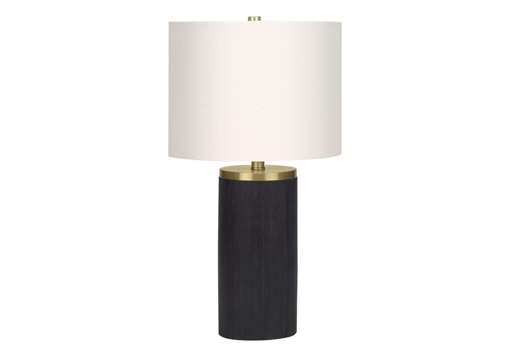 Monarch Specialties - Lighting, 24inH, Table Lamp, Black Concrete, Ivory / Cream Shade, Modern - I 9710 veiw 1