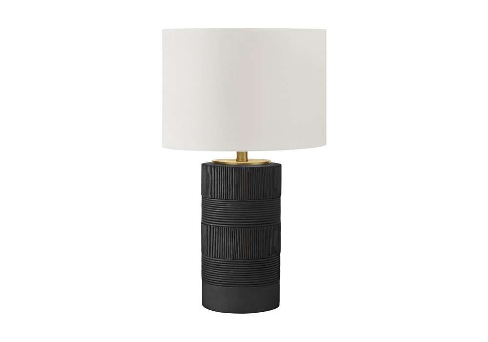 Monarch Specialties - Lighting, 24inH, Table Lamp, Black Resin, Ivory / Cream Shade, Contemporary - I 9619 veiw 1