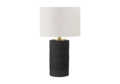 Monarch Specialties - Lighting, 24inH, Table Lamp, Black Resin, Ivory / Cream Shade, Contemporary - I 9619 veiw 1