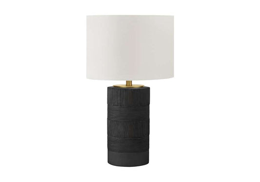 Monarch Specialties - Lighting, 24inH, Table Lamp, Black Resin, Ivory / Cream Shade, Contemporary - I 9619 veiw 1