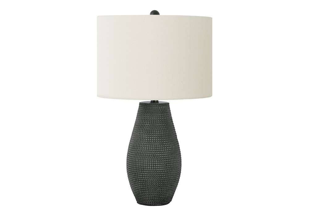 Monarch Specialties - Lighting, 24inH, Table Lamp, Black Resin, Ivory / Cream Shade, Contemporary - I 9655 veiw 1