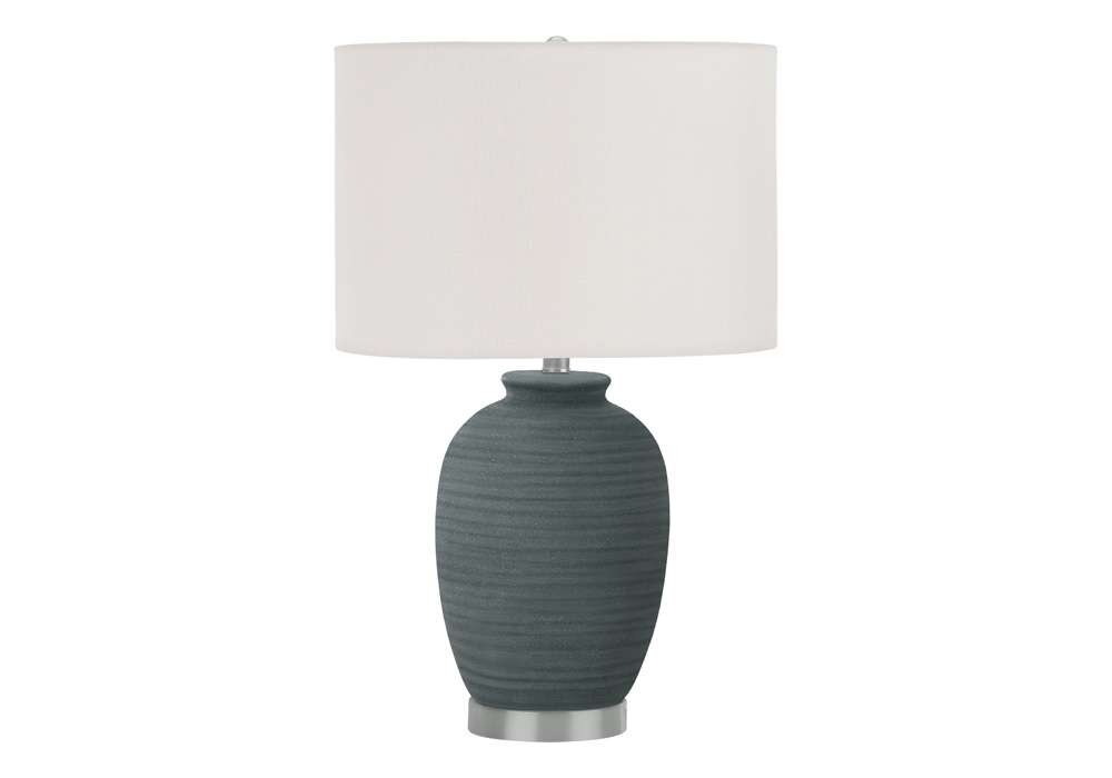 Monarch Specialties - Lighting, 24inH, Table Lamp, Blue Ceramic, Ivory / Cream Shade, Contemporary - I 9622 veiw 1