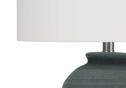 Monarch Specialties - Lighting, 24inH, Table Lamp, Blue Ceramic, Ivory / Cream Shade, Contemporary - I 9622 veiw 2