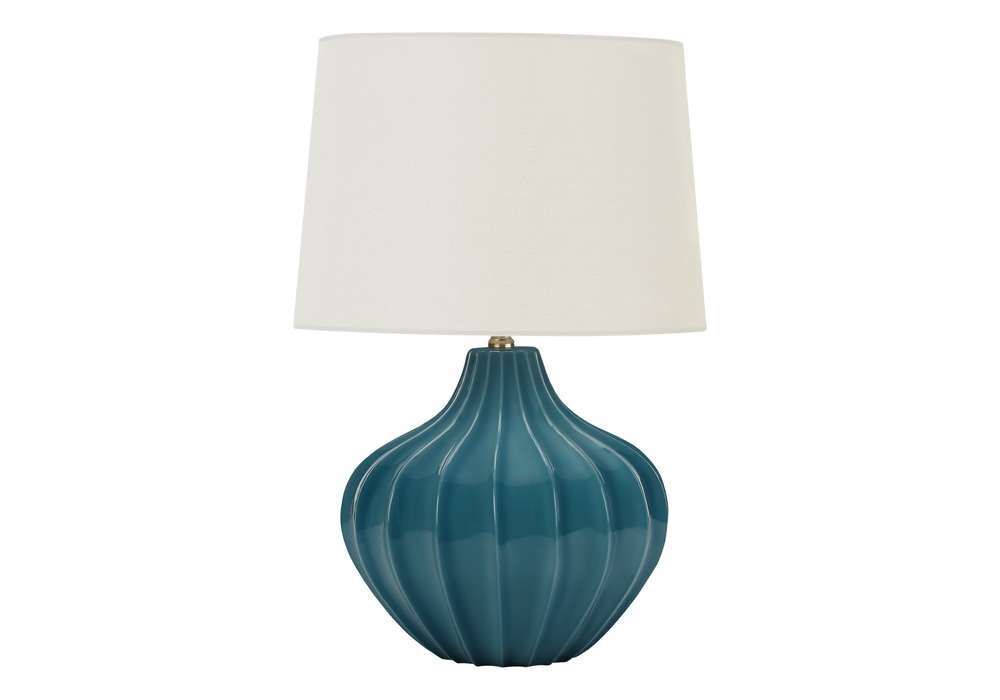 Monarch Specialties - Lighting, 24inH, Table Lamp, Blue Ceramic, Ivory / Cream Shade, Transitional - I 9612 veiw 1