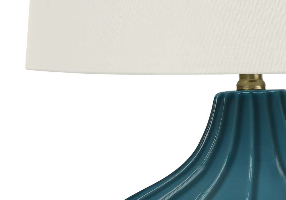 Monarch Specialties - Lighting, 24inH, Table Lamp, Blue Ceramic, Ivory / Cream Shade, Transitional - I 9612 veiw 2