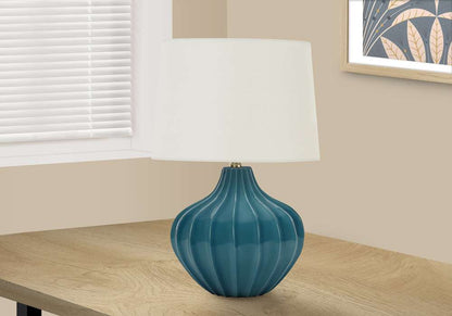 Monarch Specialties - Lighting, 24inH, Table Lamp, Blue Ceramic, Ivory / Cream Shade, Transitional - I 9612 veiw 5