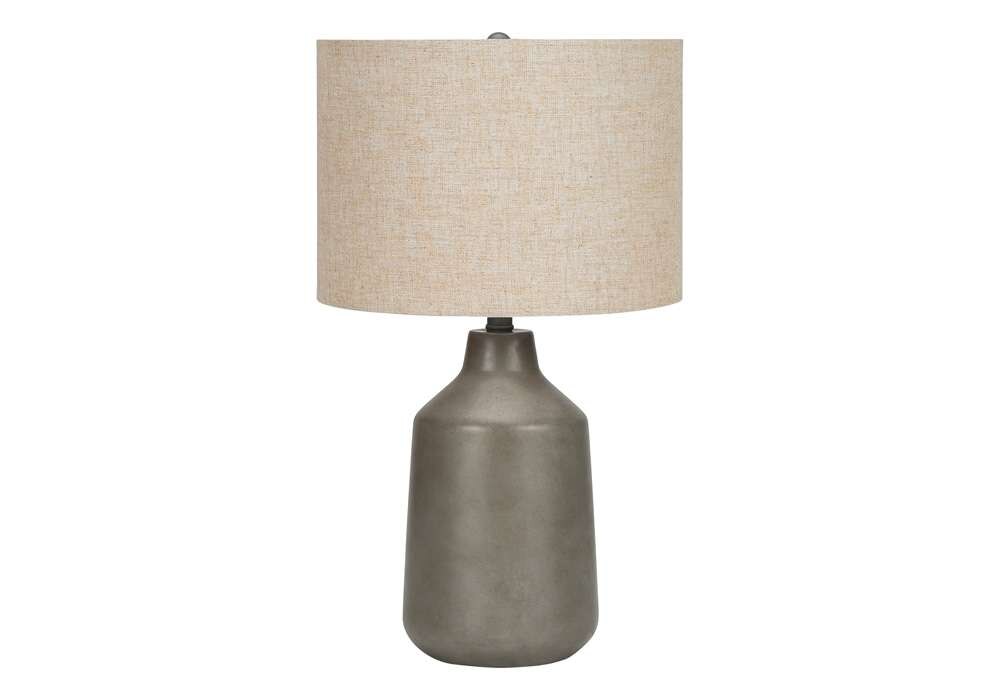 Monarch Specialties - Lighting, 24inH, Table Lamp, Grey Concrete, Beige Shade, Contemporary - I 9703 veiw 1